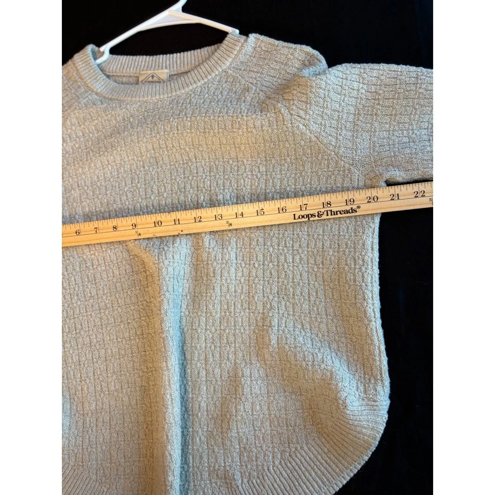 St Johns Bay Womens PL Oatmeal Beige Textured Knit Crew Neck Raglan Sweater